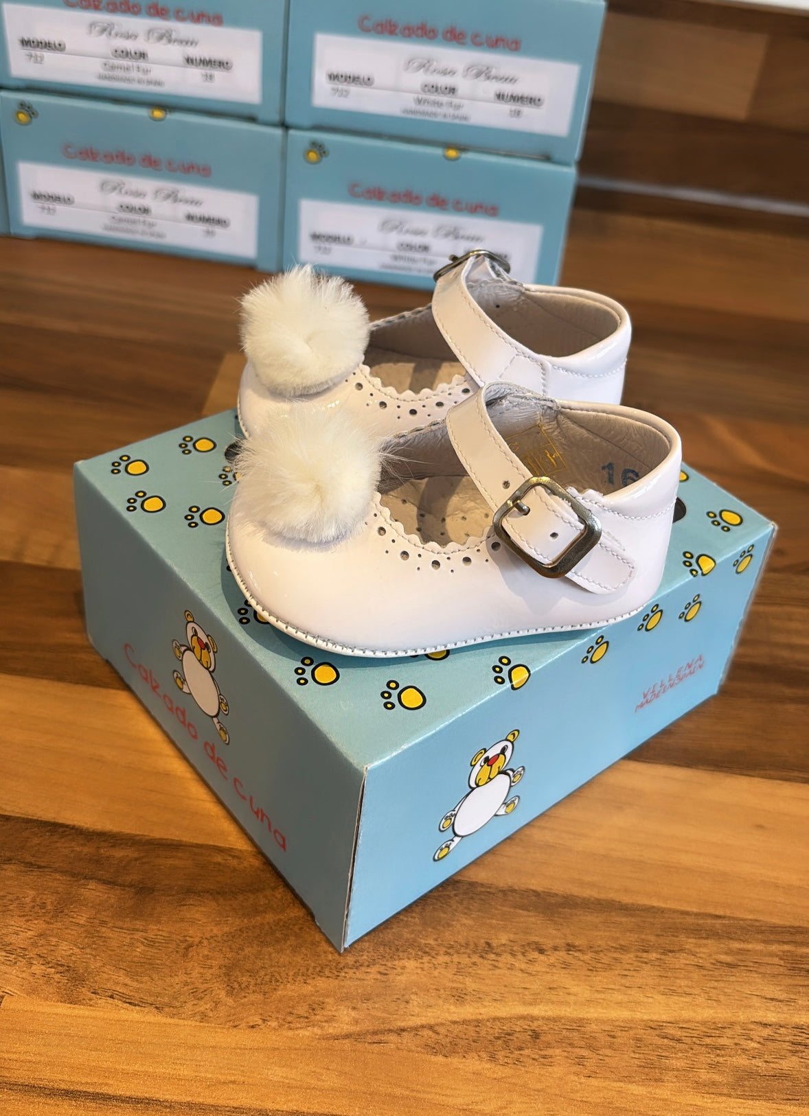 Soft sole baby pom pom shoes