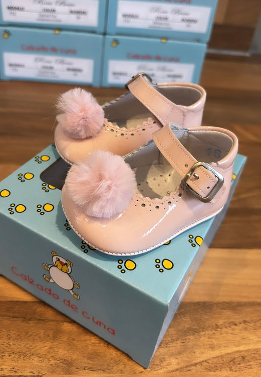 Soft sole baby pom pom shoes
