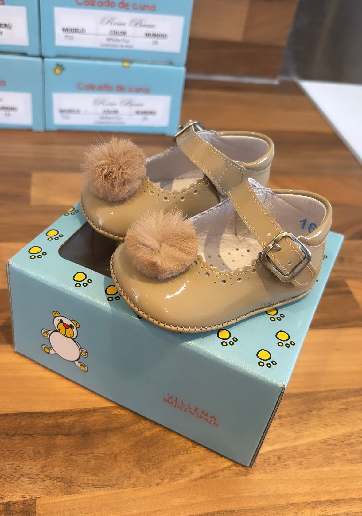 Soft sole baby pom pom shoes
